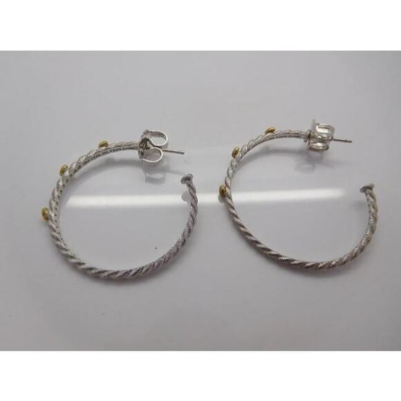 Judith Ripka Heart Hoop In Sterling Silver Earrings 1.5in - Picture 2 of 7